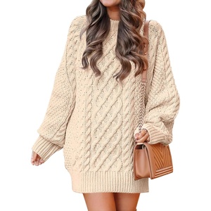 image:imageANRABESS Womens Sweater Dress Oversized Cable Knit Chunky Long Sleeve Short Dresses 2026 Fall Outfits Vacation Winter ClothesApricot