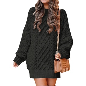 image:imageANRABESS Womens Sweater Dress Oversized Cable Knit Chunky Long Sleeve Short Dresses 2026 Fall Outfits Vacation Winter ClothesBlack