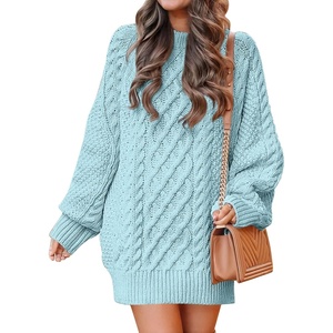 image:imageANRABESS Womens Sweater Dress Oversized Cable Knit Chunky Long Sleeve Short Dresses 2026 Fall Outfits Vacation Winter ClothesBlue