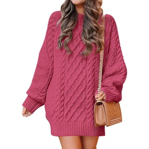 image:imageANRABESS Womens Sweater Dress Oversized Cable Knit Chunky Long Sleeve Short Dresses 2026 Fall Outfits Vacation Winter ClothesCherry