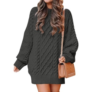 image:imageANRABESS Womens Sweater Dress Oversized Cable Knit Chunky Long Sleeve Short Dresses 2026 Fall Outfits Vacation Winter ClothesDeep Gray