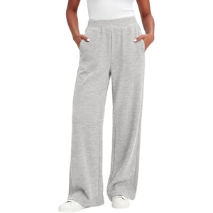 image:imageANRABESS Womens Waffle Knit Wide Leg Lounge Pants  Soft Fabric High Waist Elastic Loose Trousers with Pockets Casual Travel Work Loungewear Fall Winter Transition ClothesLight Grey