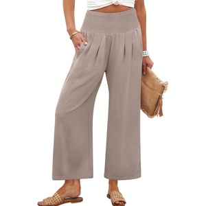 image:imageANRABESS Womens Wide Leg Palazzo Pants with Pockets  Lightweight Breathable High Waisted Pants Beach Vacation Flowy Lounge amp Casual Summer TrousersWheet
