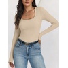 image:imageANRABESS Ribbed Square Neck Slim Long Sleeve Shirts for Women  Cozy Soft Stretchy Knit Basic Tops Business Casual Work Going Out Daily Wear Fall Winter Trendy Layering ClothesBeige