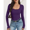 image:imageANRABESS Ribbed Square Neck Slim Long Sleeve Shirts for Women  Cozy Soft Stretchy Knit Basic Tops Business Casual Work Going Out Daily Wear Fall Winter Trendy Layering ClothesPurple