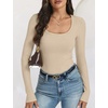 image:imageANRABESS Ribbed Square Neck Slim Long Sleeve Shirts for Women  Cozy Soft Stretchy Knit Basic Tops Business Casual Work Going Out Daily Wear Fall Winter Trendy Layering ClothesBeige