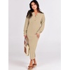 image:imageANRABESS Women Long Sleeve Button V Neck Oversized Casual Loose Fit Waffle Knit Fall Midi Sweater Dress 2026 Trendy OutfitsApricot