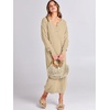 image:imageANRABESS Women Long Sleeve Button V Neck Oversized Casual Loose Fit Waffle Knit Fall Midi Sweater Dress 2026 Trendy OutfitsApricot