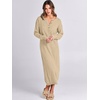 image:imageANRABESS Women Long Sleeve Button V Neck Oversized Casual Loose Fit Waffle Knit Fall Midi Sweater Dress 2026 Trendy OutfitsApricot