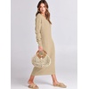 image:imageANRABESS Women Long Sleeve Button V Neck Oversized Casual Loose Fit Waffle Knit Fall Midi Sweater Dress 2026 Trendy OutfitsApricot