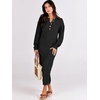 image:imageANRABESS Women Long Sleeve Button V Neck Oversized Casual Loose Fit Waffle Knit Fall Midi Sweater Dress 2026 Trendy OutfitsBlack