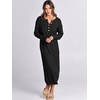 image:imageANRABESS Women Long Sleeve Button V Neck Oversized Casual Loose Fit Waffle Knit Fall Midi Sweater Dress 2026 Trendy OutfitsBlack