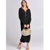 image:imageANRABESS Women Long Sleeve Button V Neck Oversized Casual Loose Fit Waffle Knit Fall Midi Sweater Dress 2026 Trendy OutfitsBlack