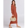 image:imageANRABESS Women Long Sleeve Button V Neck Oversized Casual Loose Fit Waffle Knit Fall Midi Sweater Dress 2026 Trendy OutfitsBrick Red