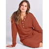 image:imageANRABESS Women Long Sleeve Button V Neck Oversized Casual Loose Fit Waffle Knit Fall Midi Sweater Dress 2026 Trendy OutfitsBrick Red