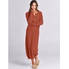 image:imageANRABESS Women Long Sleeve Button V Neck Oversized Casual Loose Fit Waffle Knit Fall Midi Sweater Dress 2026 Trendy OutfitsBrick Red