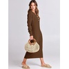 image:imageANRABESS Women Long Sleeve Button V Neck Oversized Casual Loose Fit Waffle Knit Fall Midi Sweater Dress 2026 Trendy OutfitsBrown