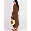 image:imageANRABESS Women Long Sleeve Button V Neck Oversized Casual Loose Fit Waffle Knit Fall Midi Sweater Dress 2026 Trendy OutfitsBrown