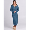 image:imageANRABESS Women Long Sleeve Button V Neck Oversized Casual Loose Fit Waffle Knit Fall Midi Sweater Dress 2026 Trendy OutfitsDusty Blue