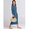 image:imageANRABESS Women Long Sleeve Button V Neck Oversized Casual Loose Fit Waffle Knit Fall Midi Sweater Dress 2026 Trendy OutfitsDusty Blue