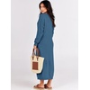 image:imageANRABESS Women Long Sleeve Button V Neck Oversized Casual Loose Fit Waffle Knit Fall Midi Sweater Dress 2026 Trendy OutfitsDusty Blue
