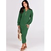 image:imageANRABESS Women Long Sleeve Button V Neck Oversized Casual Loose Fit Waffle Knit Fall Midi Sweater Dress 2026 Trendy OutfitsGreen
