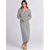 image:imageANRABESS Women Long Sleeve Button V Neck Oversized Casual Loose Fit Waffle Knit Fall Midi Sweater Dress 2026 Trendy OutfitsGrey