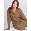 image:imageANRABESS Women Long Sleeve Button V Neck Oversized Casual Loose Fit Waffle Knit Fall Midi Sweater Dress 2026 Trendy OutfitsKhaki