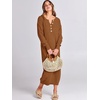 image:imageANRABESS Women Long Sleeve Button V Neck Oversized Casual Loose Fit Waffle Knit Fall Midi Sweater Dress 2026 Trendy OutfitsLight Khaki