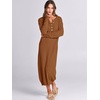 image:imageANRABESS Women Long Sleeve Button V Neck Oversized Casual Loose Fit Waffle Knit Fall Midi Sweater Dress 2026 Trendy OutfitsLight Khaki