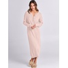 image:imageANRABESS Women Long Sleeve Button V Neck Oversized Casual Loose Fit Waffle Knit Fall Midi Sweater Dress 2026 Trendy OutfitsLight Pink