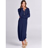 image:imageANRABESS Women Long Sleeve Button V Neck Oversized Casual Loose Fit Waffle Knit Fall Midi Sweater Dress 2026 Trendy OutfitsNavy Blue