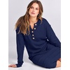 image:imageANRABESS Women Long Sleeve Button V Neck Oversized Casual Loose Fit Waffle Knit Fall Midi Sweater Dress 2026 Trendy OutfitsNavy Blue