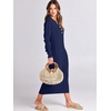 image:imageANRABESS Women Long Sleeve Button V Neck Oversized Casual Loose Fit Waffle Knit Fall Midi Sweater Dress 2026 Trendy OutfitsNavy Blue