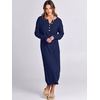image:imageANRABESS Women Long Sleeve Button V Neck Oversized Casual Loose Fit Waffle Knit Fall Midi Sweater Dress 2026 Trendy OutfitsNavy Blue
