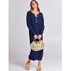 image:imageANRABESS Women Long Sleeve Button V Neck Oversized Casual Loose Fit Waffle Knit Fall Midi Sweater Dress 2026 Trendy OutfitsNavy Blue