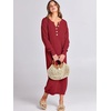 image:imageANRABESS Women Long Sleeve Button V Neck Oversized Casual Loose Fit Waffle Knit Fall Midi Sweater Dress 2026 Trendy OutfitsRed
