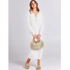 image:imageANRABESS Women Long Sleeve Button V Neck Oversized Casual Loose Fit Waffle Knit Fall Midi Sweater Dress 2026 Trendy OutfitsWhite