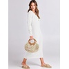 image:imageANRABESS Women Long Sleeve Button V Neck Oversized Casual Loose Fit Waffle Knit Fall Midi Sweater Dress 2026 Trendy OutfitsWhite