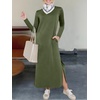 image:imageANRABESS Women Long Sleeve Dresses 2026 Fall Casual Crewneck Loose Fit Split Flowy WrinkleFree Travel Vacation Maxi DressArmy Green