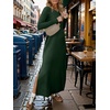 image:imageANRABESS Women Long Sleeve Dresses 2026 Fall Casual Crewneck Loose Fit Split Flowy WrinkleFree Travel Vacation Maxi DressDeep Green
