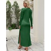 image:imageANRABESS Women Long Sleeve Dresses 2026 Fall Casual Crewneck Loose Fit Split Flowy WrinkleFree Travel Vacation Maxi DressForest Green