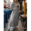 image:imageANRABESS Women Long Sleeve Dresses 2026 Fall Casual Crewneck Loose Fit Split Flowy WrinkleFree Travel Vacation Maxi DressGrey
