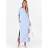 image:imageANRABESS Women Long Sleeve Dresses 2026 Fall Casual Crewneck Loose Fit Split Flowy WrinkleFree Travel Vacation Maxi DressLight Blue