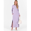 image:imageANRABESS Women Long Sleeve Dresses 2026 Fall Casual Crewneck Loose Fit Split Flowy WrinkleFree Travel Vacation Maxi DressLight Purple
