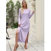 image:imageANRABESS Women Long Sleeve Dresses 2026 Fall Casual Crewneck Loose Fit Split Flowy WrinkleFree Travel Vacation Maxi DressLight Purple