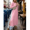 image:imageANRABESS Women Long Sleeve Dresses 2026 Fall Casual Crewneck Loose Fit Split Flowy WrinkleFree Travel Vacation Maxi DressPink