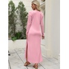 image:imageANRABESS Women Long Sleeve Dresses 2026 Fall Casual Crewneck Loose Fit Split Flowy WrinkleFree Travel Vacation Maxi DressPink