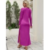 image:imageANRABESS Women Long Sleeve Dresses 2026 Fall Casual Crewneck Loose Fit Split Flowy WrinkleFree Travel Vacation Maxi DressPurple Red