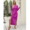 image:imageANRABESS Women Long Sleeve Dresses 2026 Fall Casual Crewneck Loose Fit Split Flowy WrinkleFree Travel Vacation Maxi DressPurple Red
